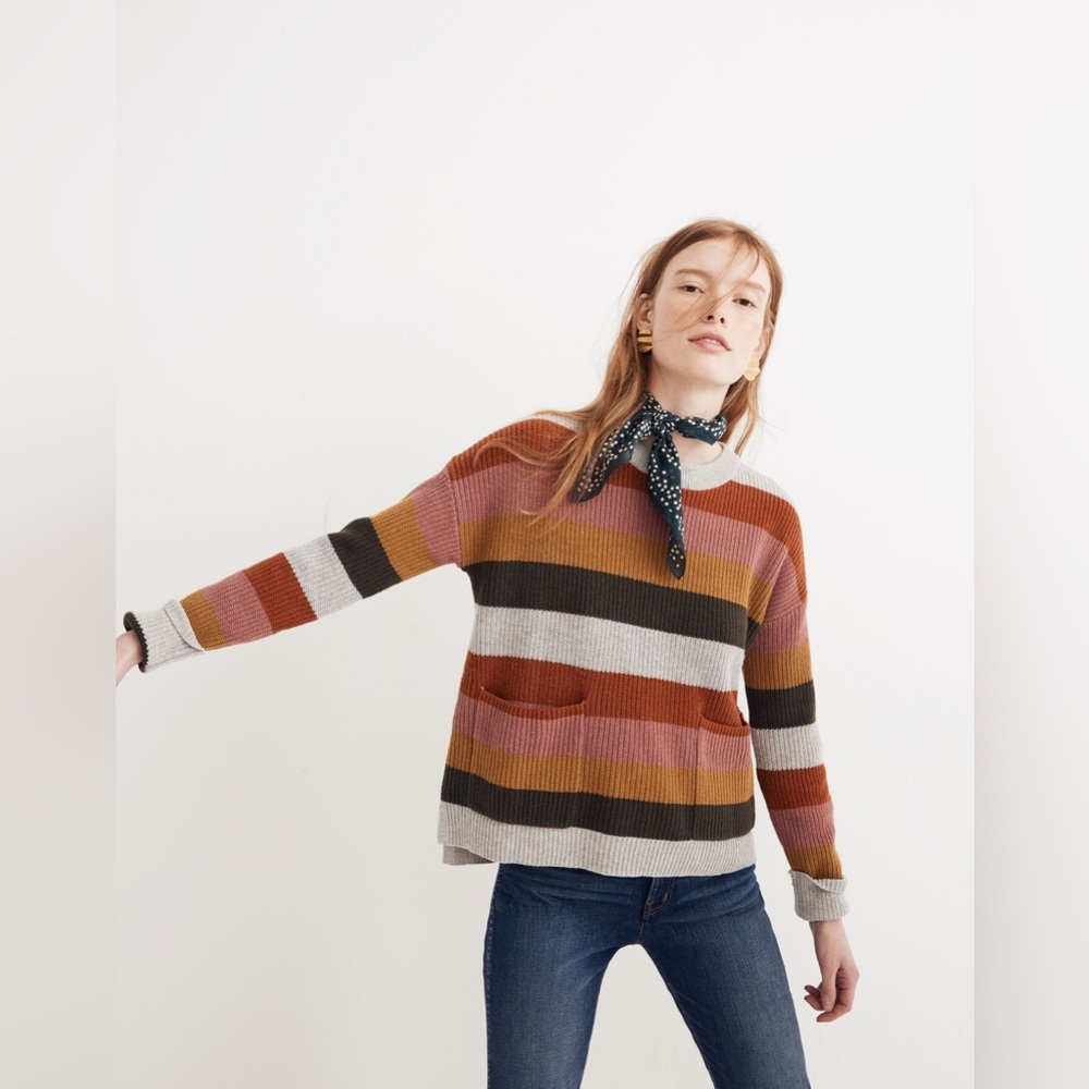 Madewell Patch Pocket Pullover Sweater in Walton Stripe